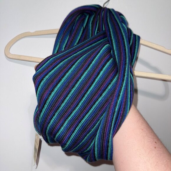 NWT Coldwater Creek Mini Stripe Infinity Scarf Acrylic Blue & Purple - Picture 4 of 5